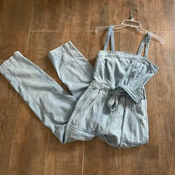 Free People Women's West Denim Utility Jumpsuit OB1160882 Mirage Blue Size Small - Picture 5 of 10